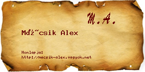 Mácsik Alex névjegykártya